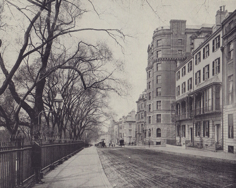 Beacon Street, Boston Common. Massachusetts. STODDARD 1895 old antique print